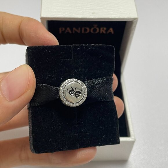 Pandora The World Is Your Stage Theater Mask Dangle Heart Charm - Picture 1 of 5